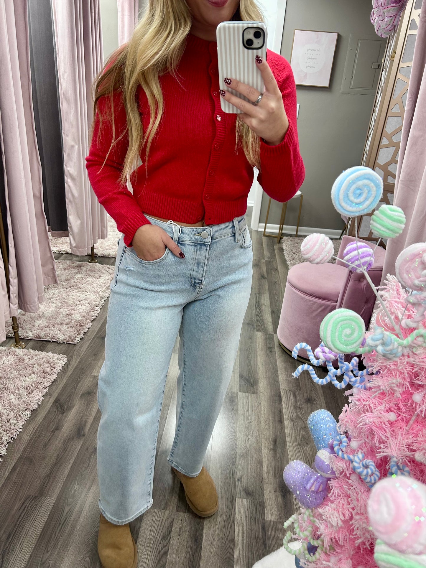 Risen High Rise Crop Barrel Jean