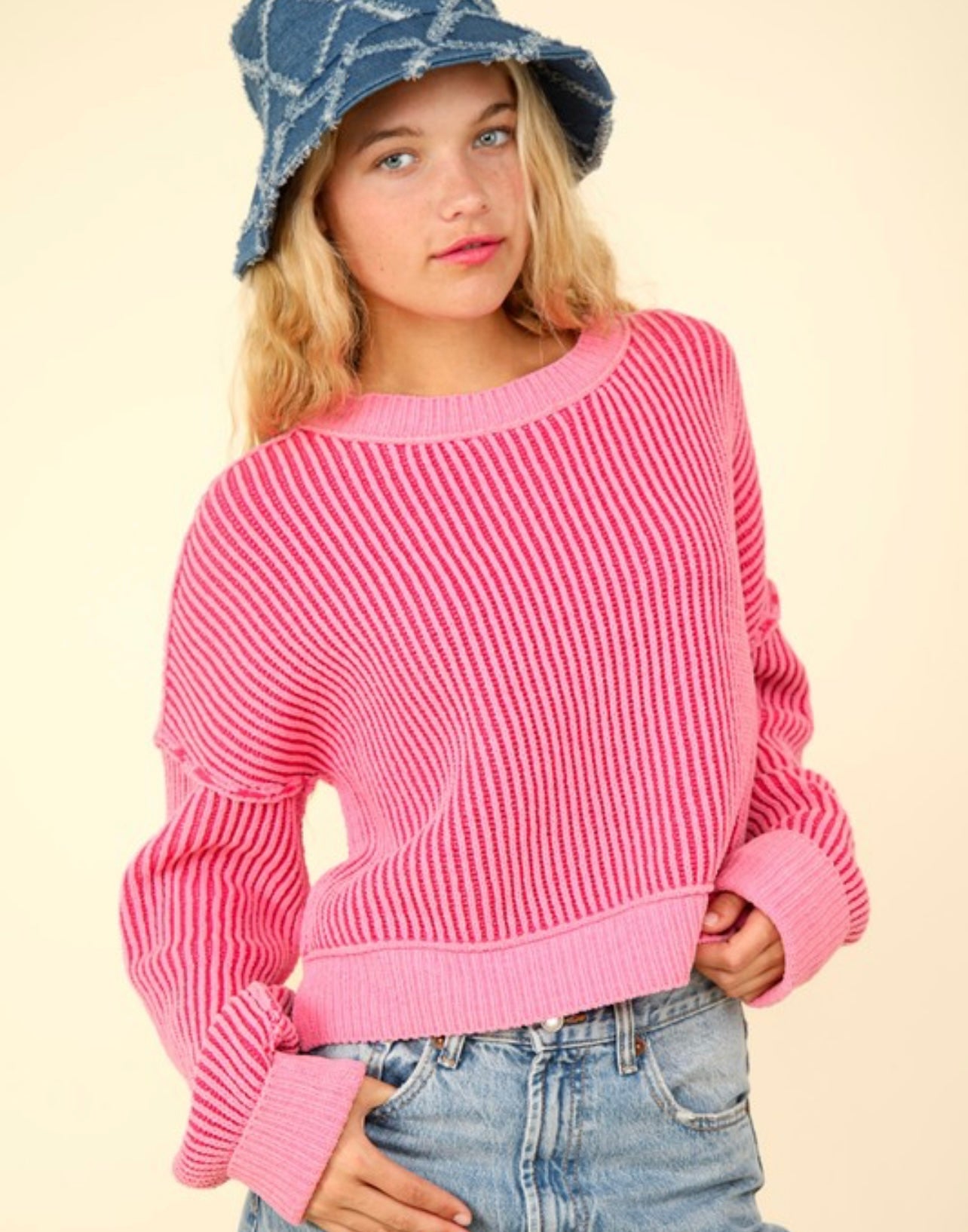 Ribbed Stripe Tone Sweater