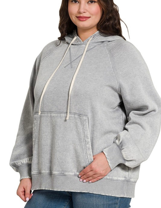 Plus Fleece Hoodie With Pockets