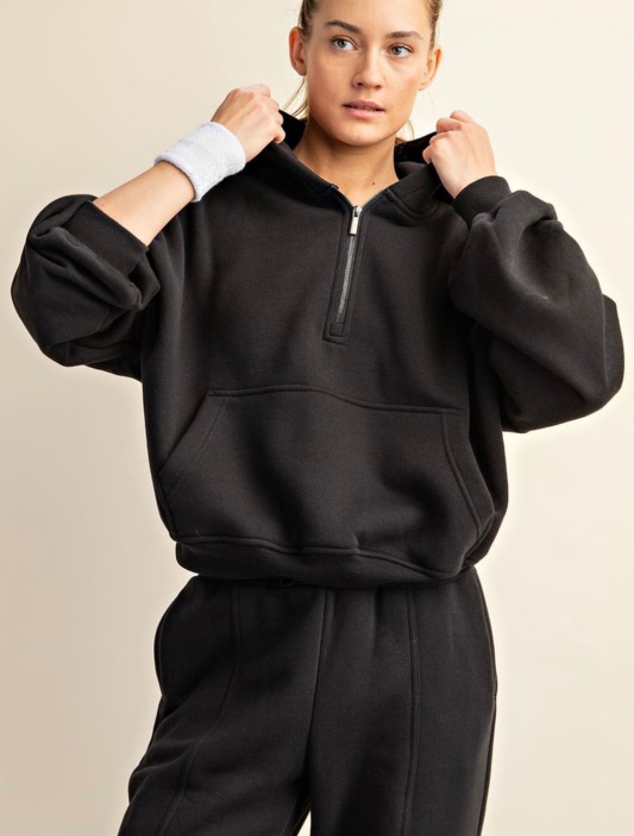 Fleece Quarter Zip Hoodie Jacket