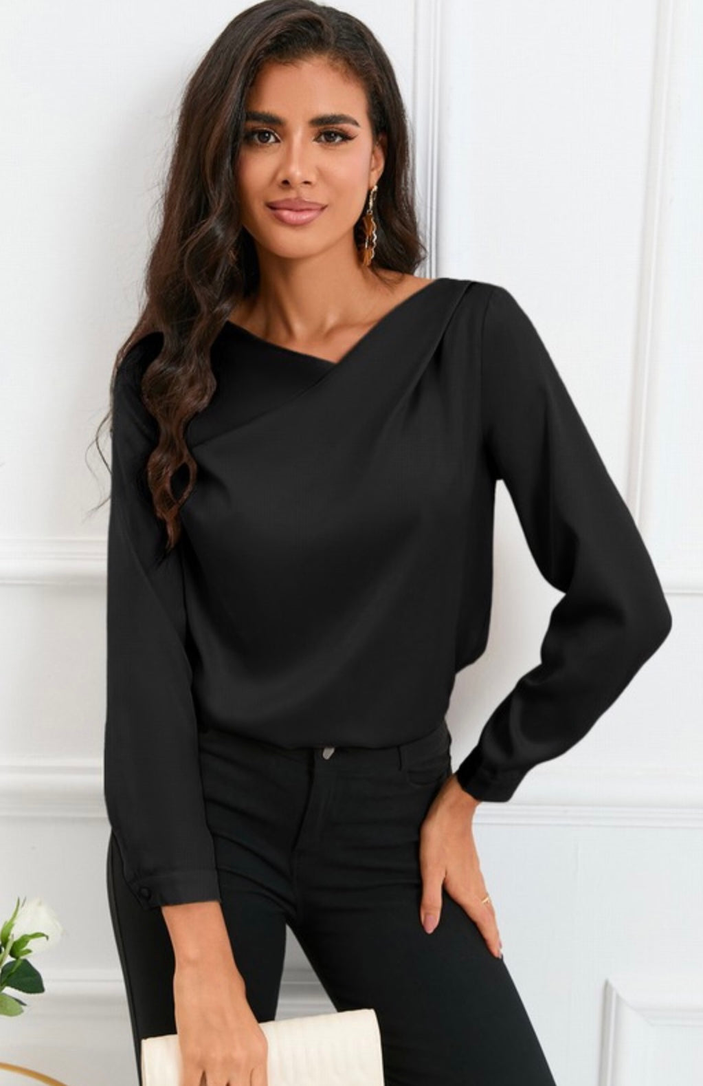 Asymmetric V Neck Blouse