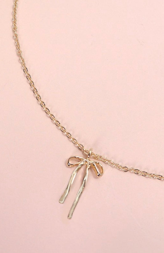 Long Bow Ribbon Necklace