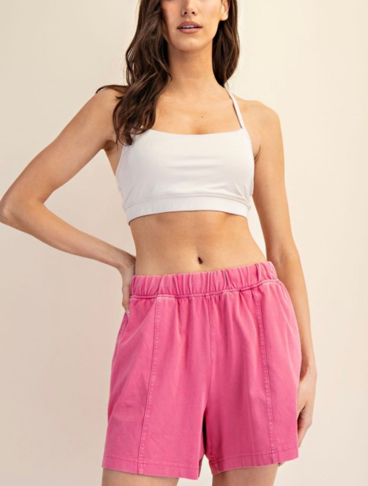Mineral Washed Cotton Slit Short