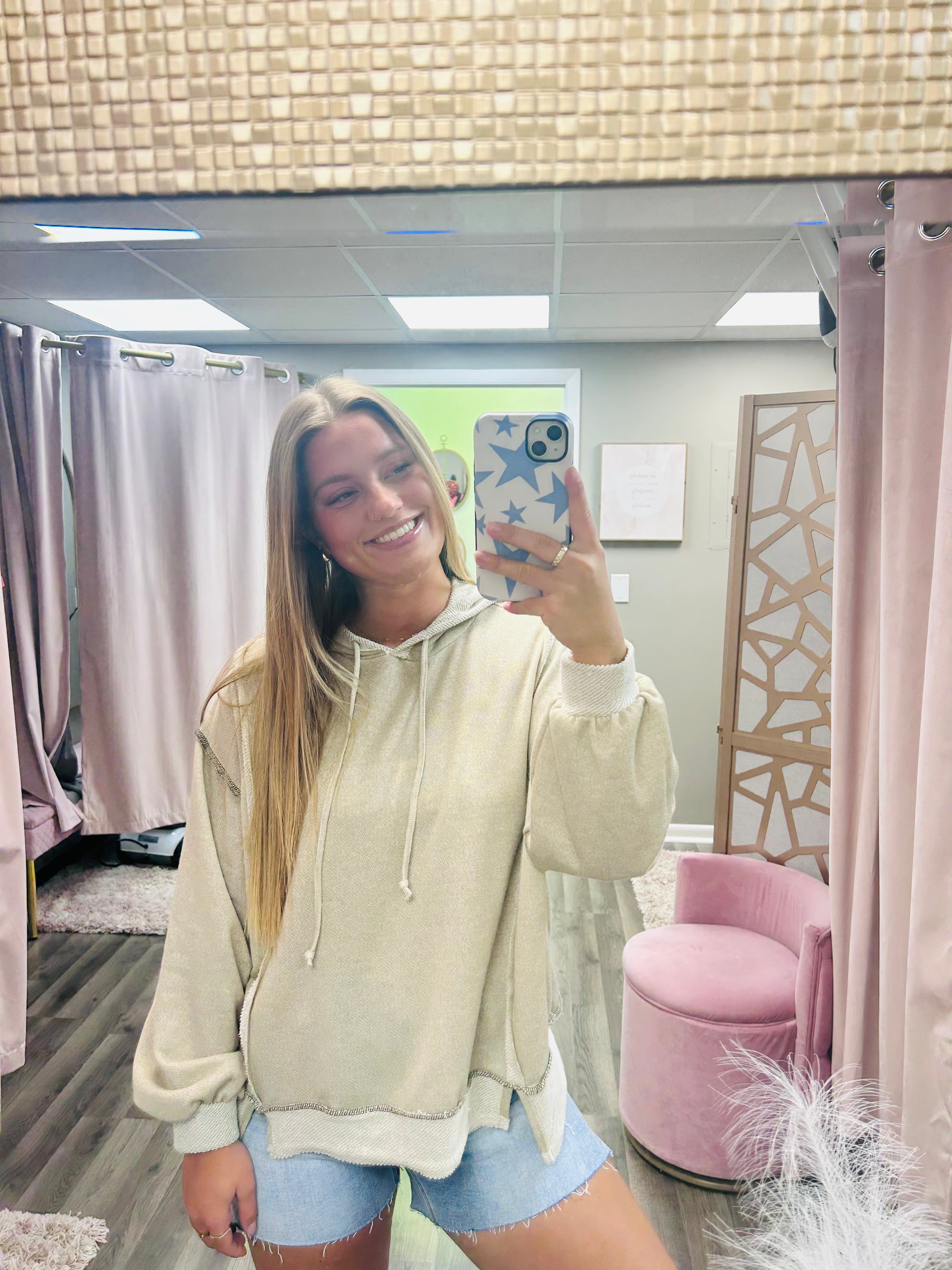 French Terry Open Seam Hoodie