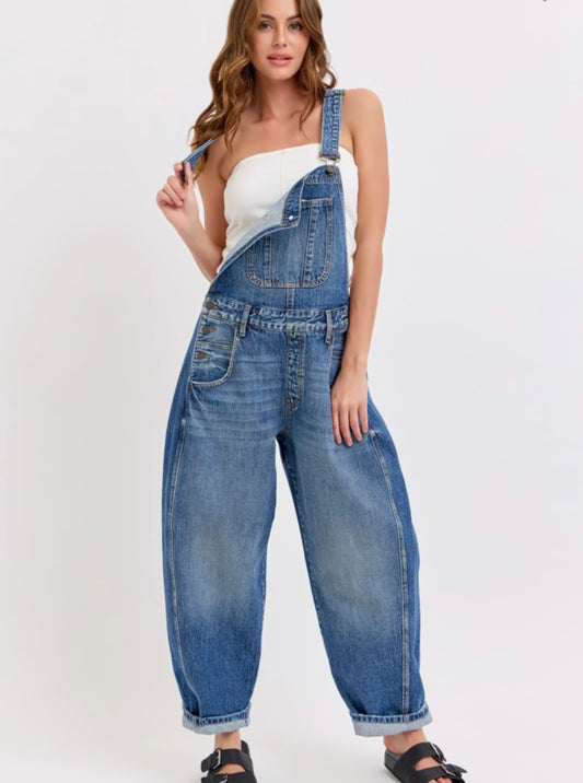 Cello Mid Waisted Barrel Overalls