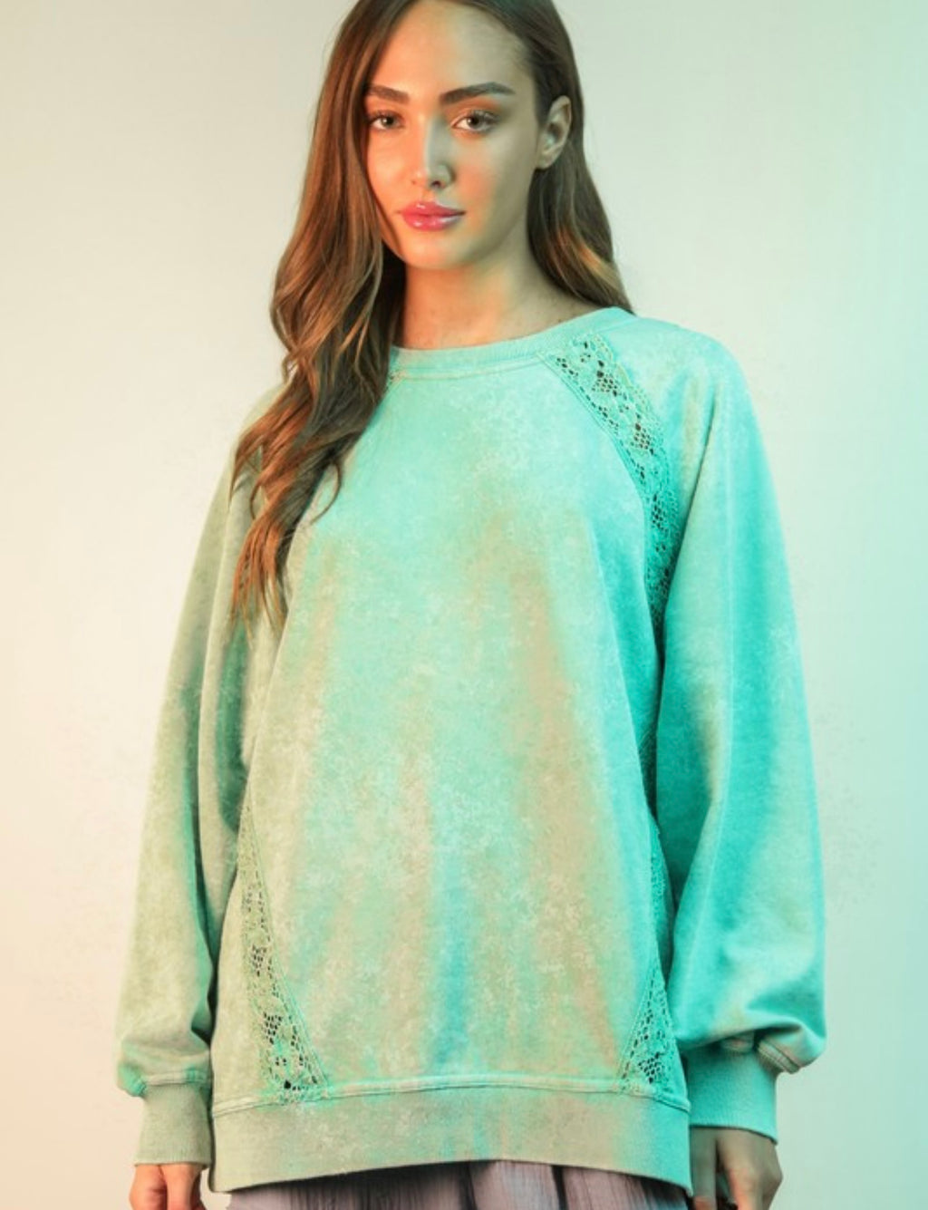 Lace Trim Knit Detail Top