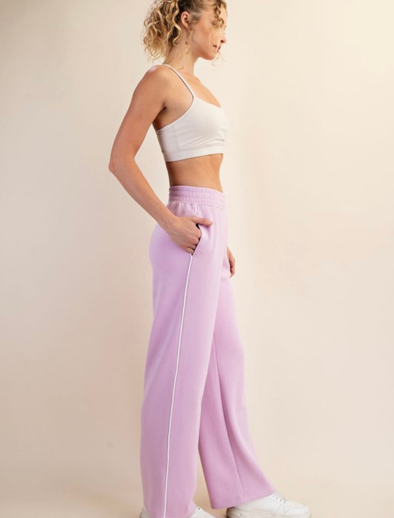 Poly Piping Straight Pant