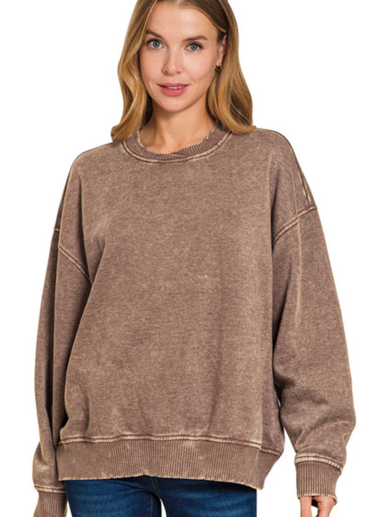 Acid Wash Oversized Crew