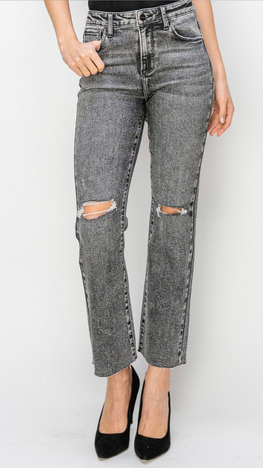 Risen High Rise Ankle Straight Jean