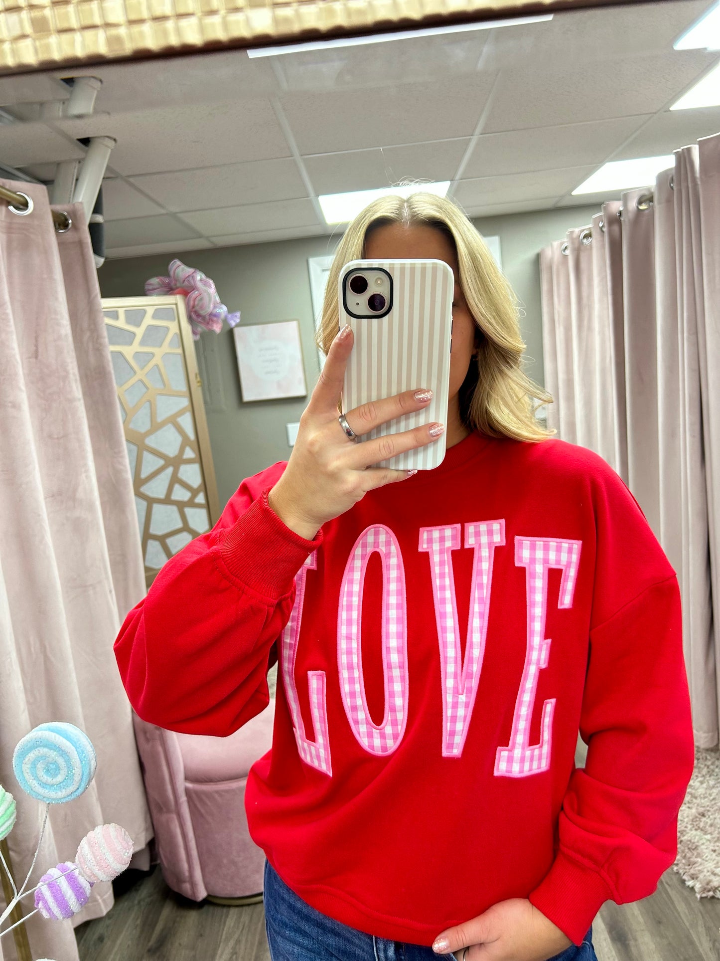 Check Love Patched Sweatshirt