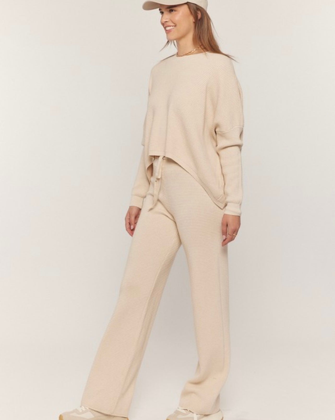 Waffle Textured Sweater Pants