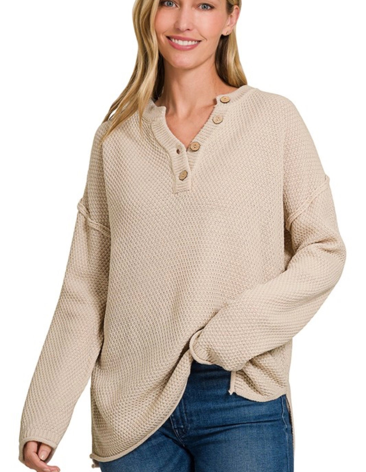 Four Button Henley Sweater