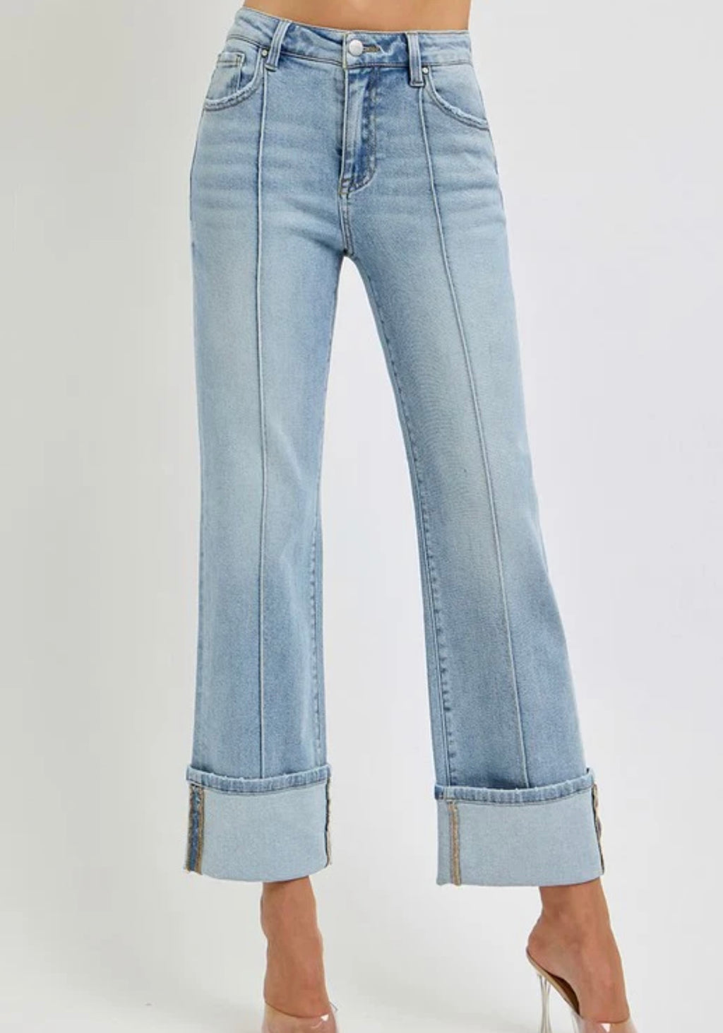 Risen High Rise Wide Ankle Cuffed Jean