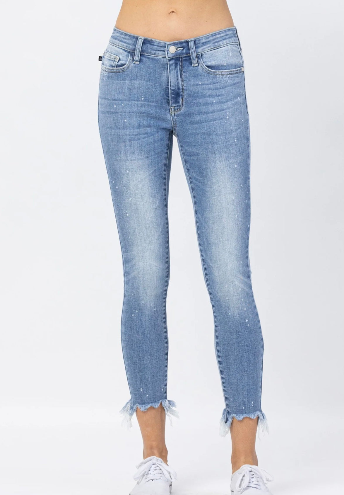 Judy Blue Mid Rise Bleach Splash Shark Bite Jean