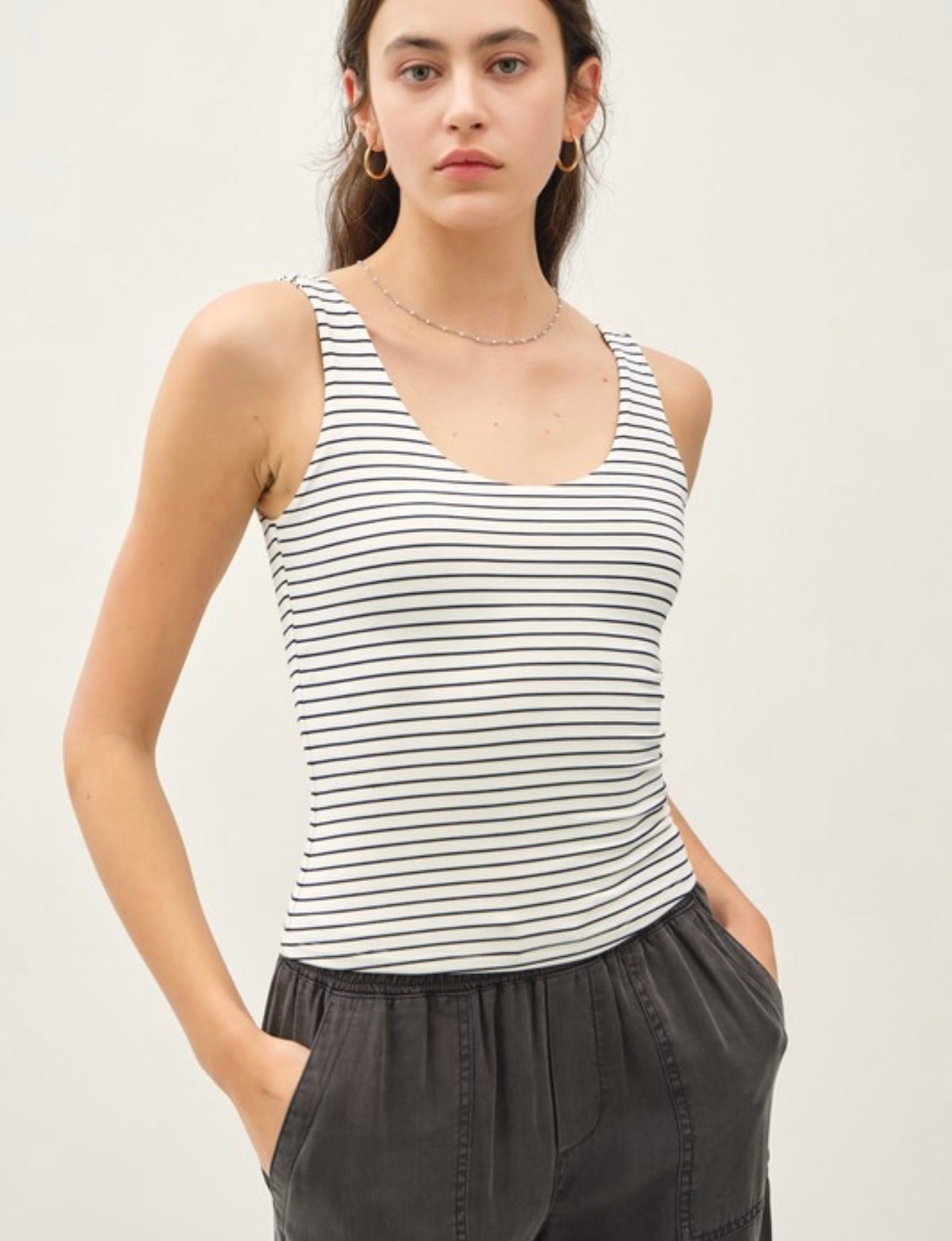 Stripe Scoop Neck Tank