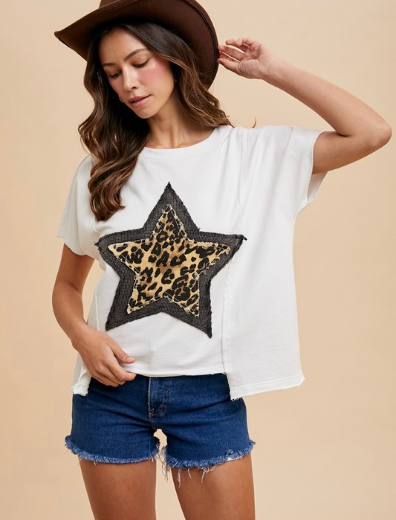 Leopard Star Patch Knit Top