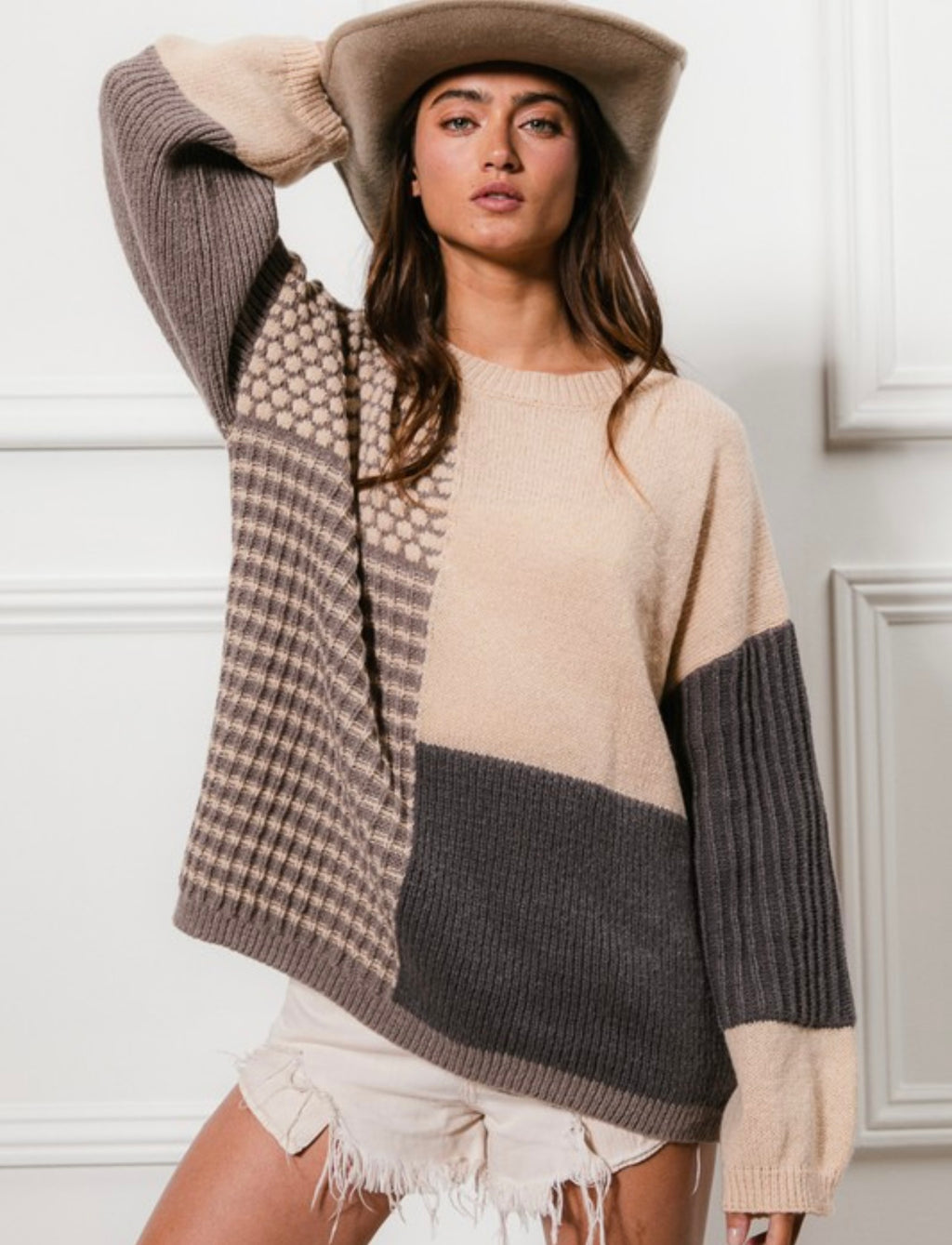 Mixed Pattern Block Sweater