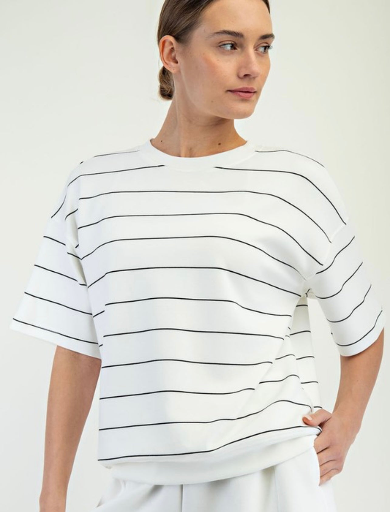 Poly Stripe Scuba Crew Top