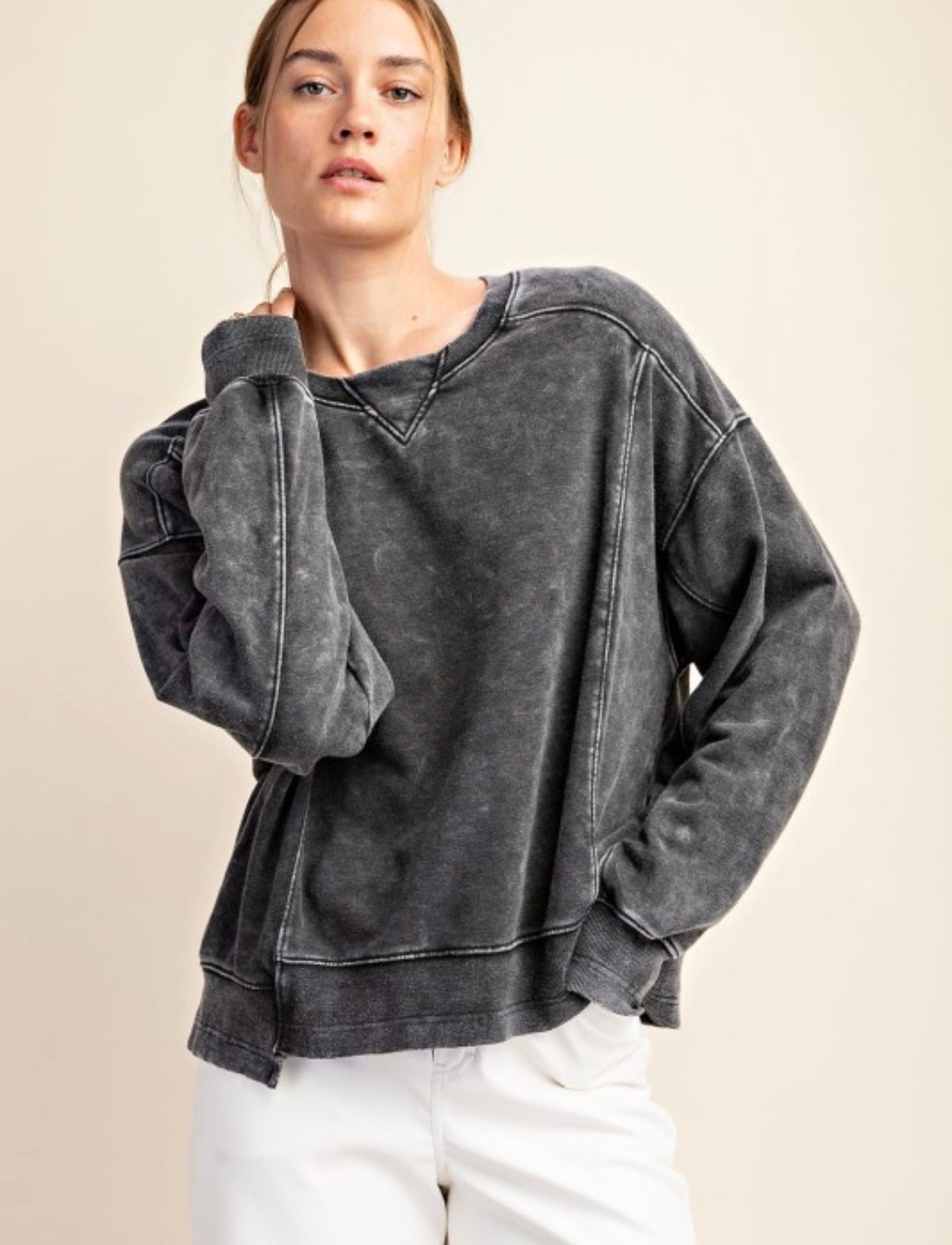 French Terry Crew Neck Pullover