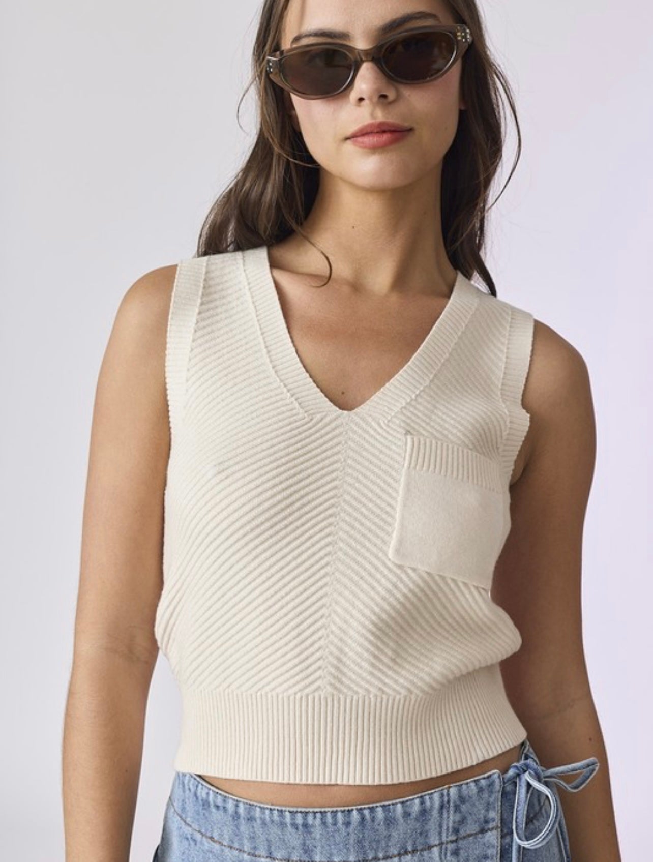 V Neck Front Pocket Tank