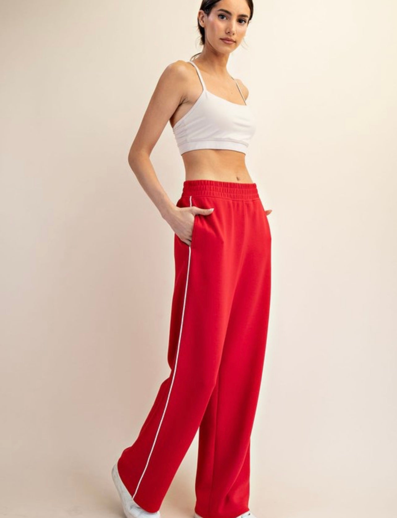 Poly Piping Straight Pant