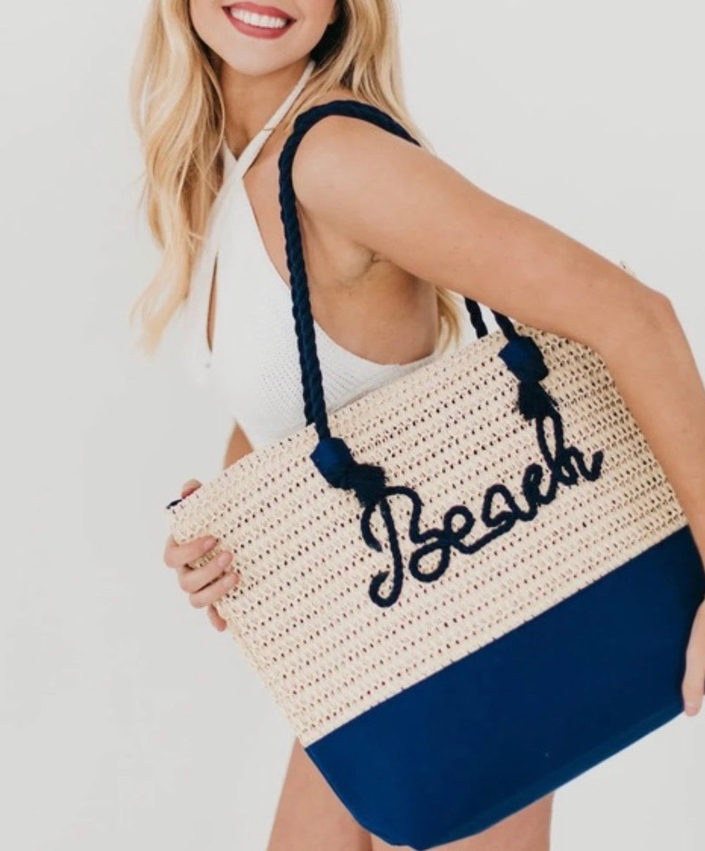 Summer Beach Woven Tote Bag