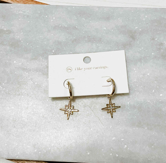 PS North Star Dangle Hoop Earrings