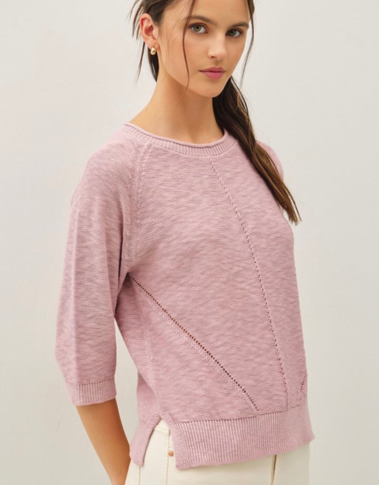 3/4 Sleeve Raglan Loose Sweater