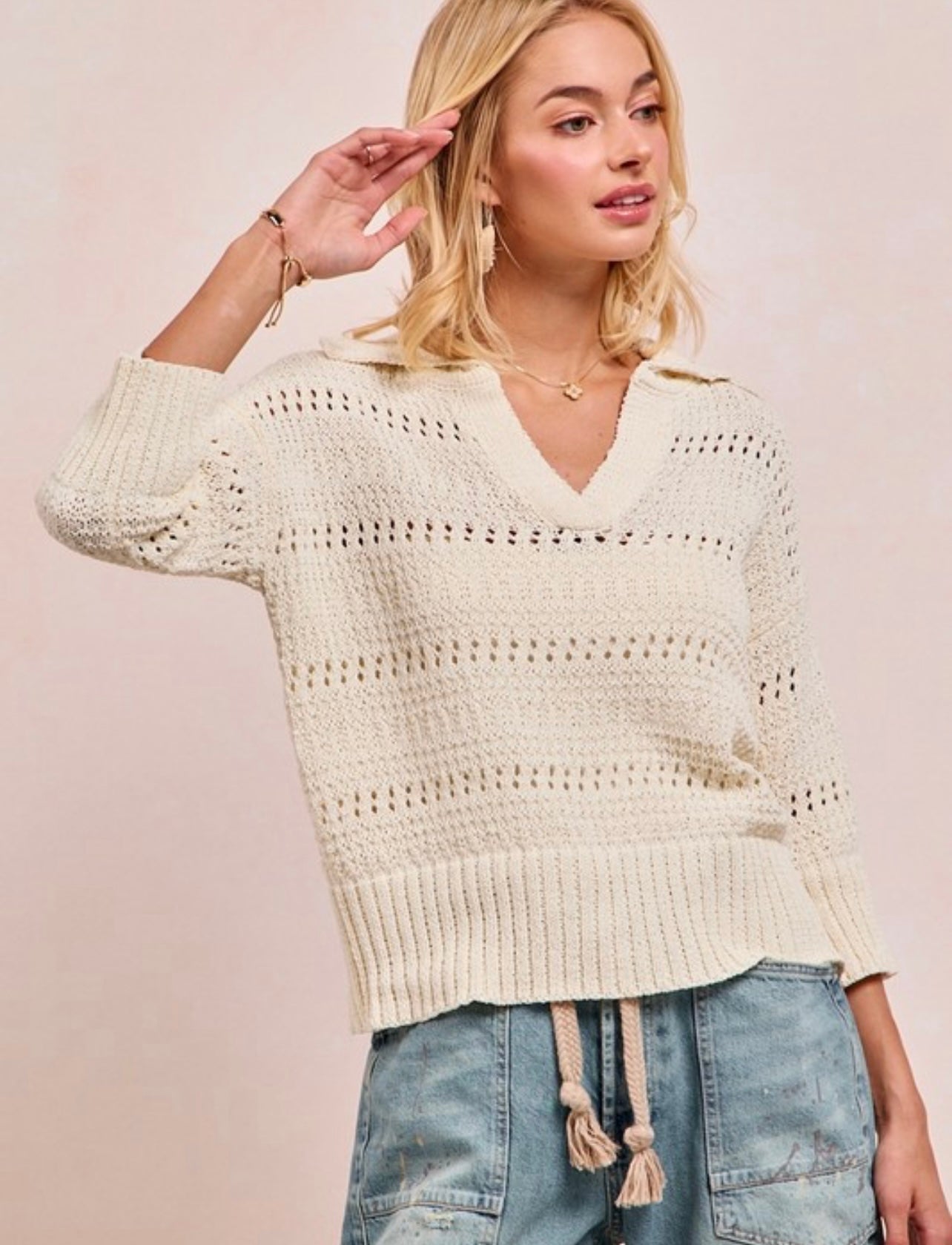 Three Quarter Sleeve Knit Top