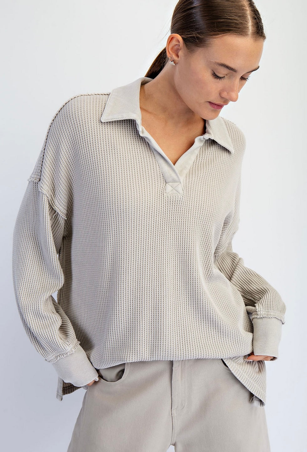 Waffle Rib Collar Tunic