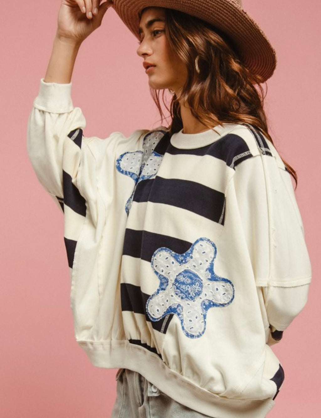 Stripe Loose Fit Patchwork Top