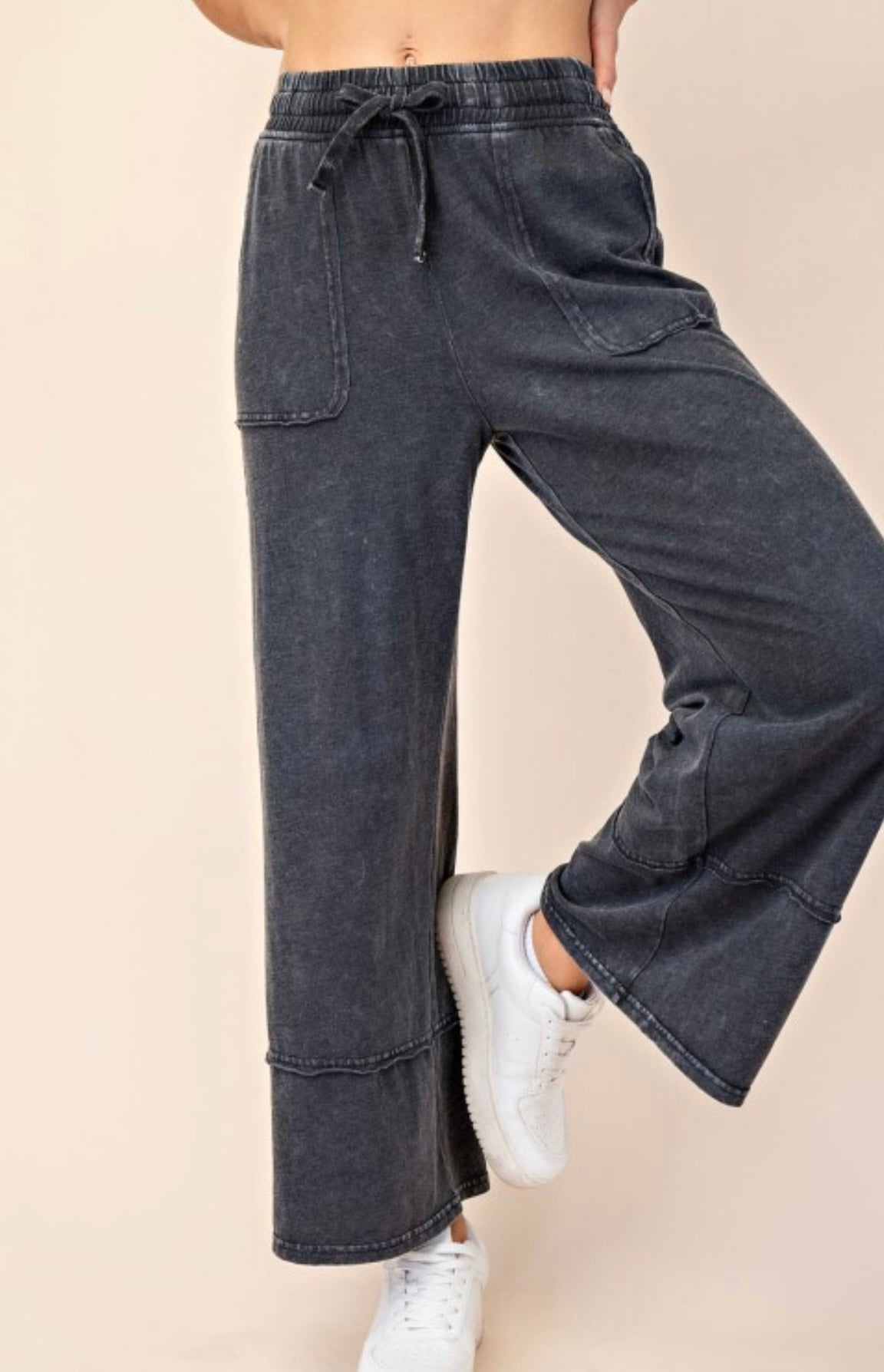 Cotton Cropped Wide Leg Pant