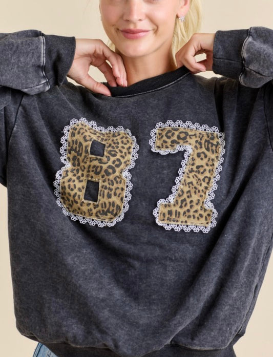 Patchwork Leopard Print Crew
