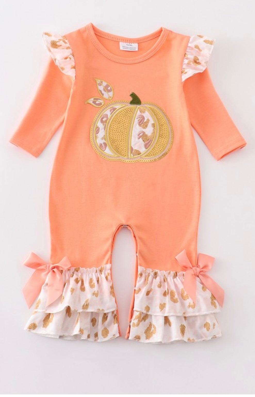 Kids Pumpkin Sequin Romper