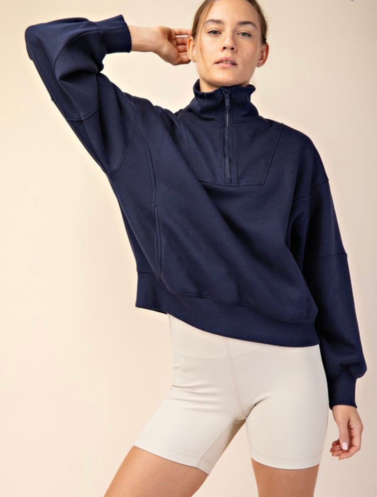 Terry Fleece Quarterzip Top
