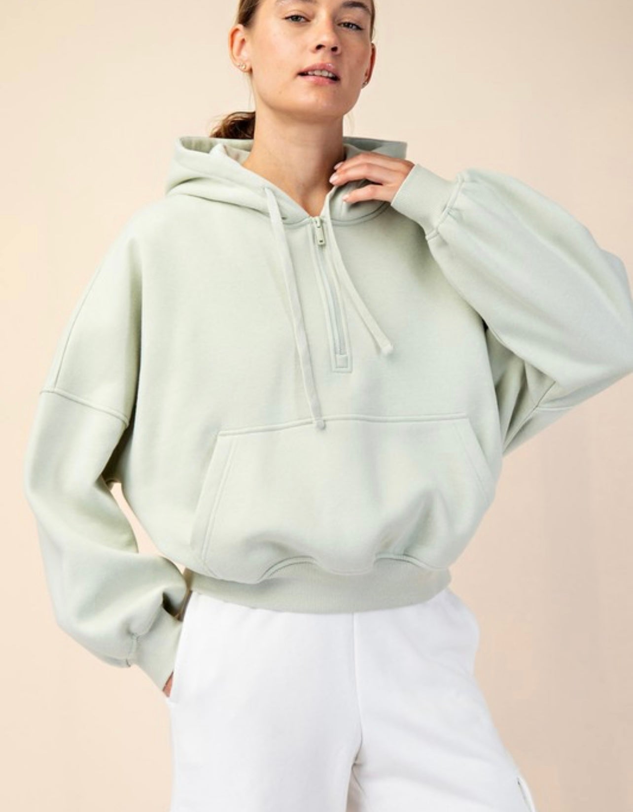 Fleece Quarter Zip Hoodie Jacket