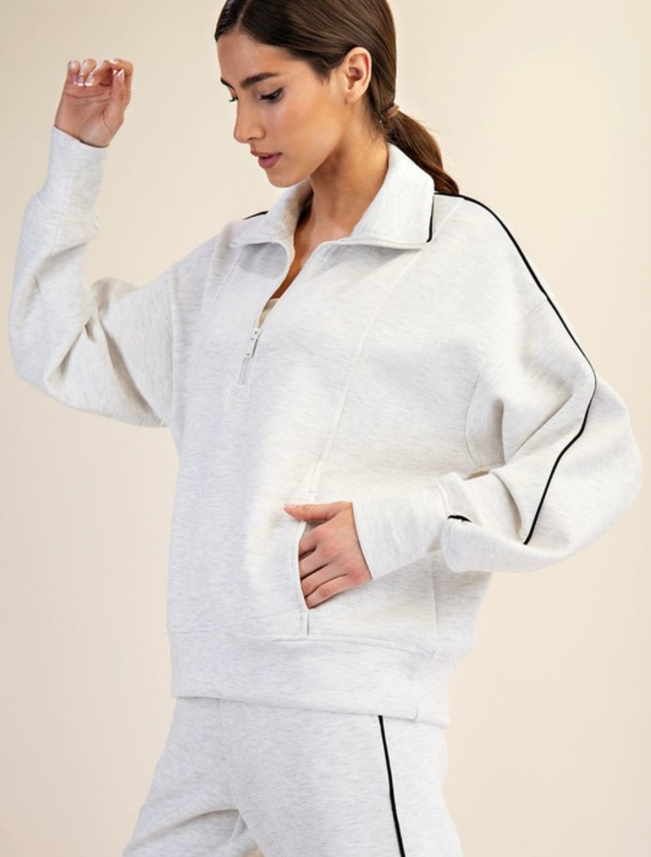 Poly Span Piping Quarter Zip