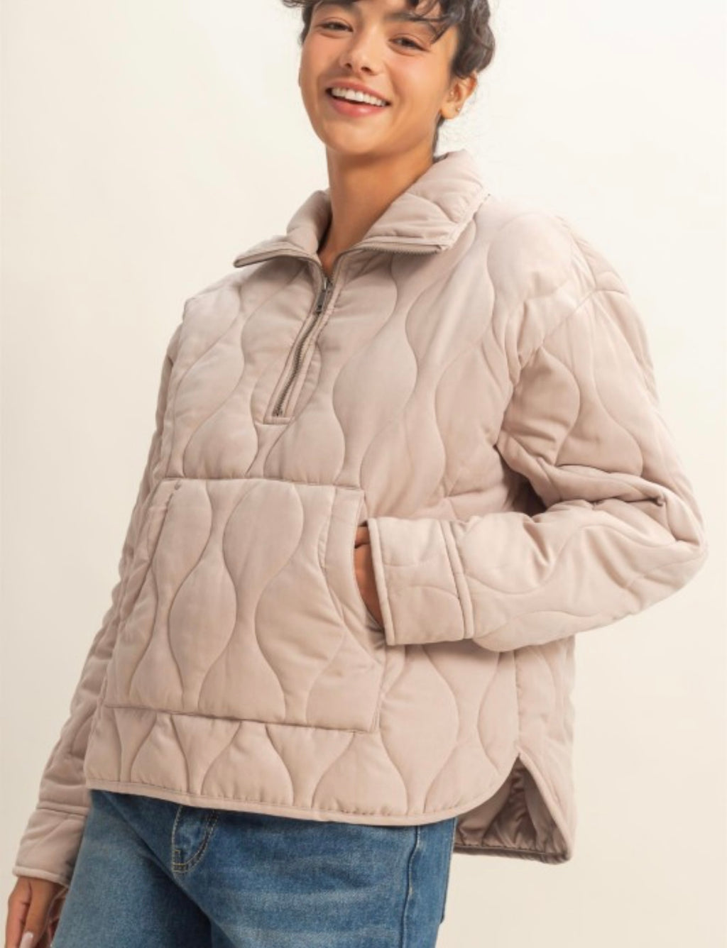 Quilted Quarter Zip Jacket