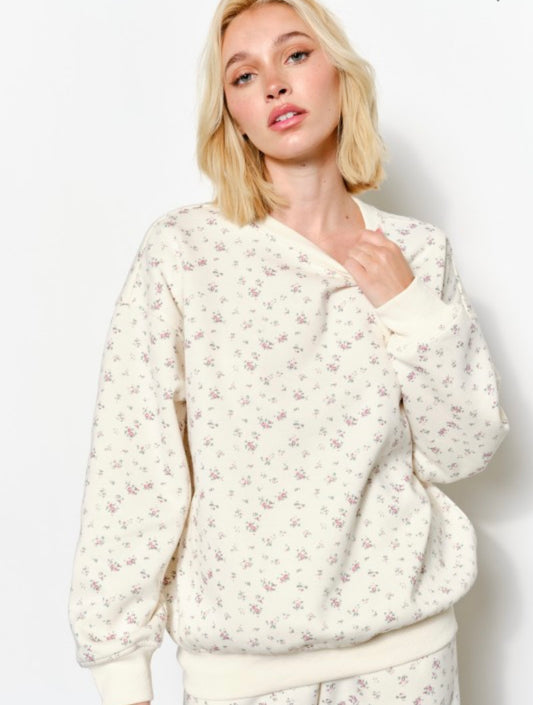 Ditsy Fleece Floral Crewneck