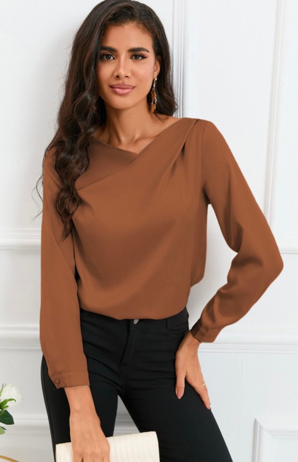 Asymmetric V Neck Blouse