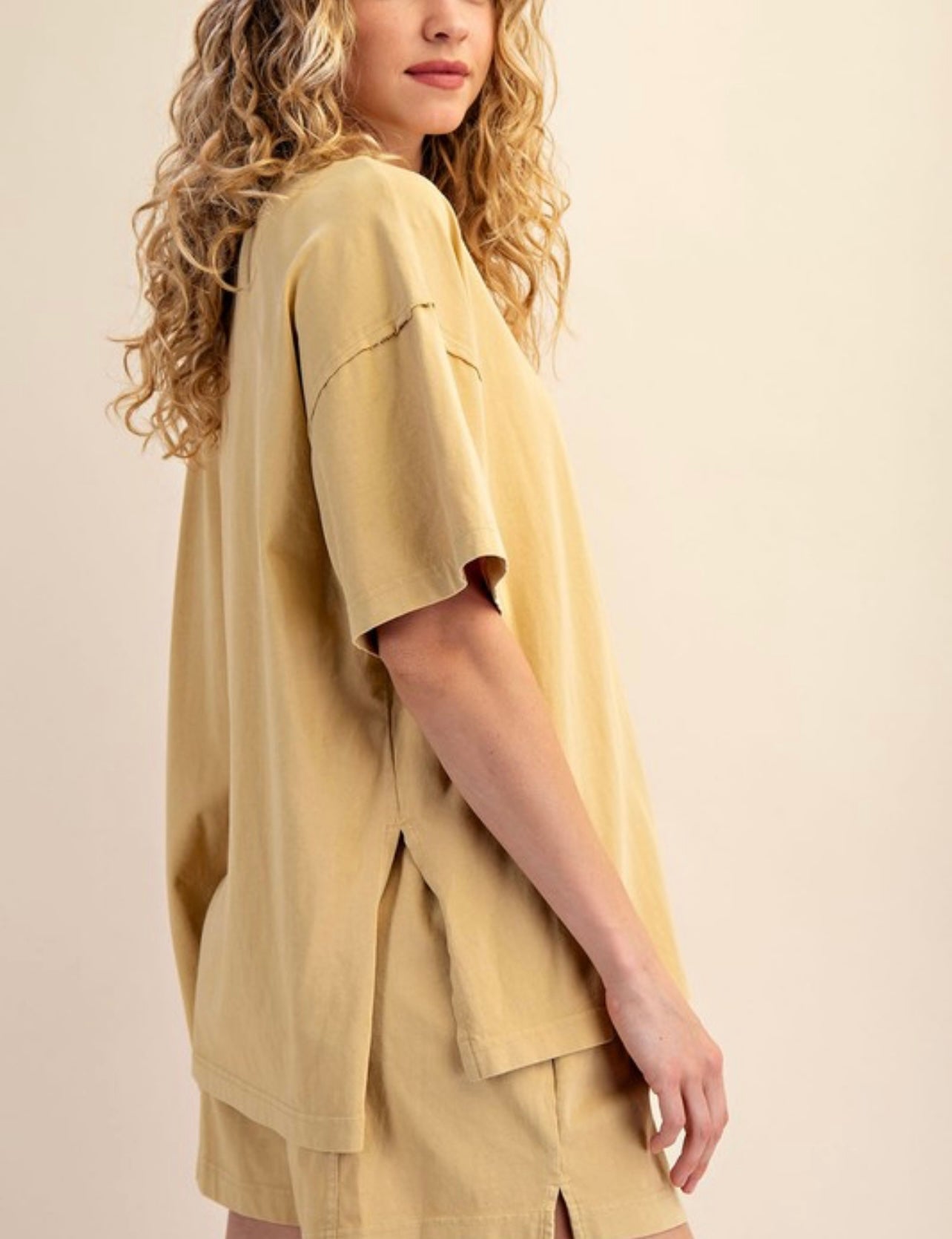 Mineral Washed Cotton Slit Top