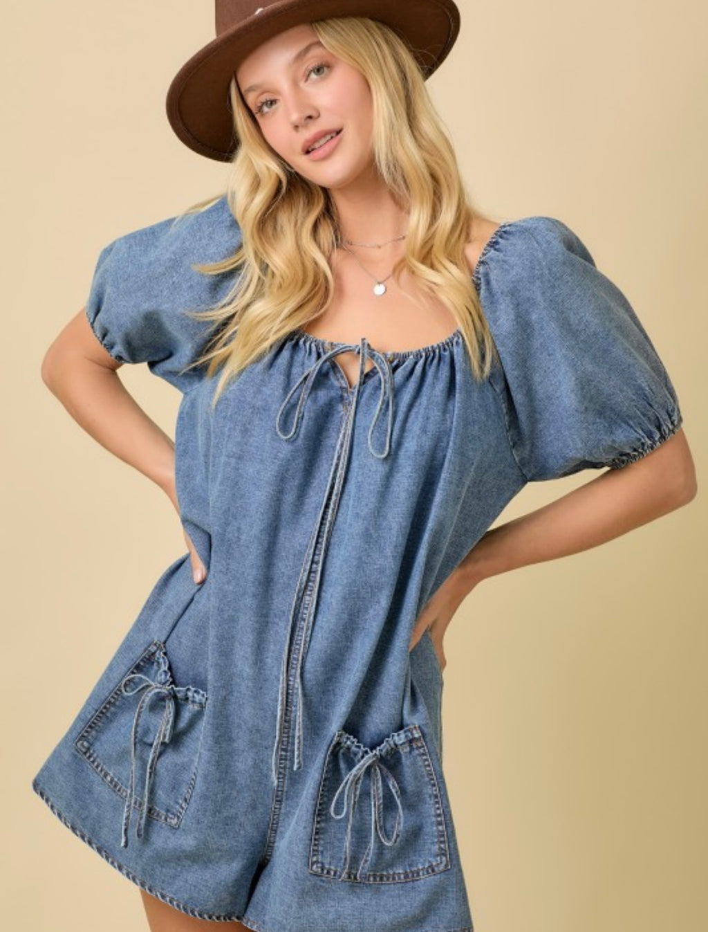 Square Neck Baby Doll Romper