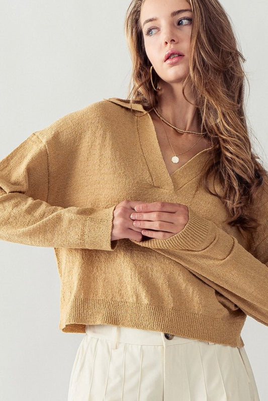 V Neck Ribbed Sweater