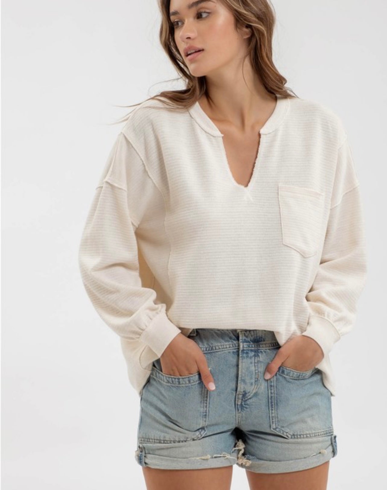 Split Neck Knitted Top