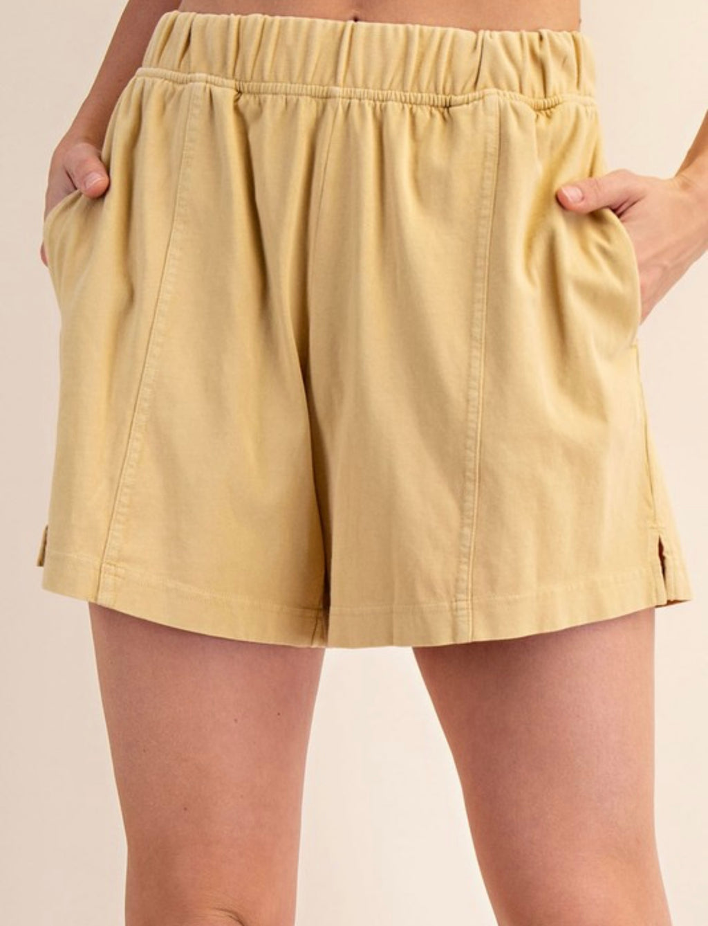 Mineral Washed Cotton Slit Short