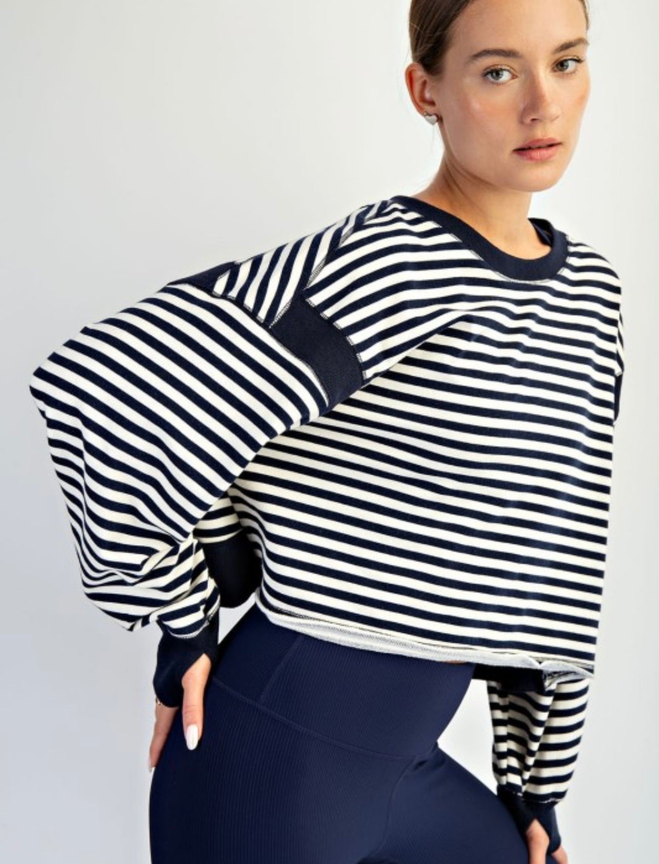 Striped Open Back Long Sleeve