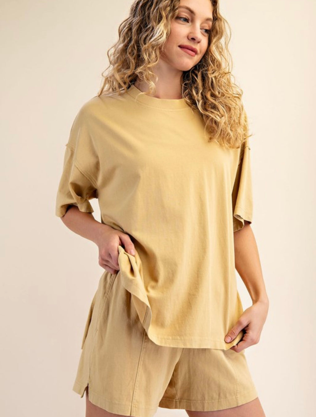 Mineral Washed Cotton Slit Top
