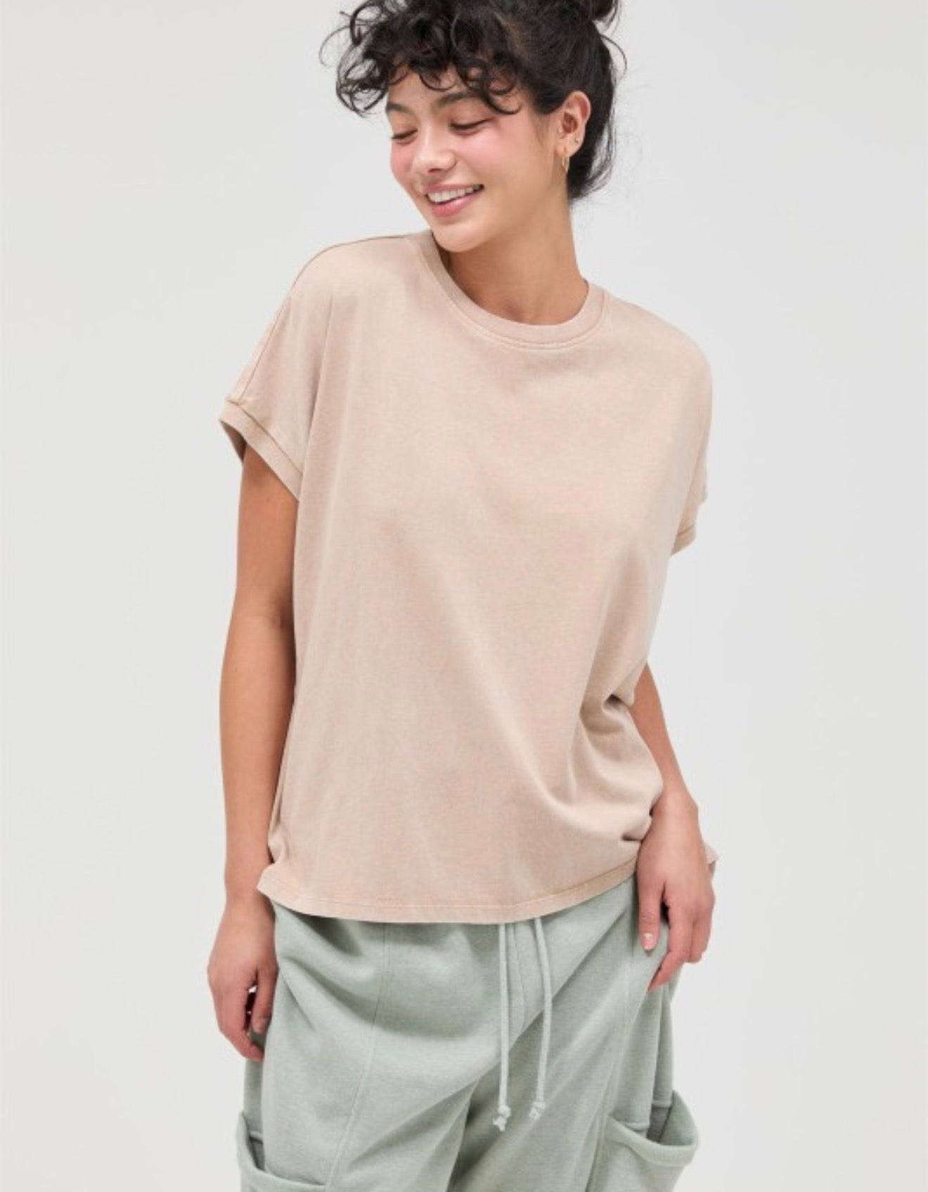 Mineral Wash Cap Sleeve Tee