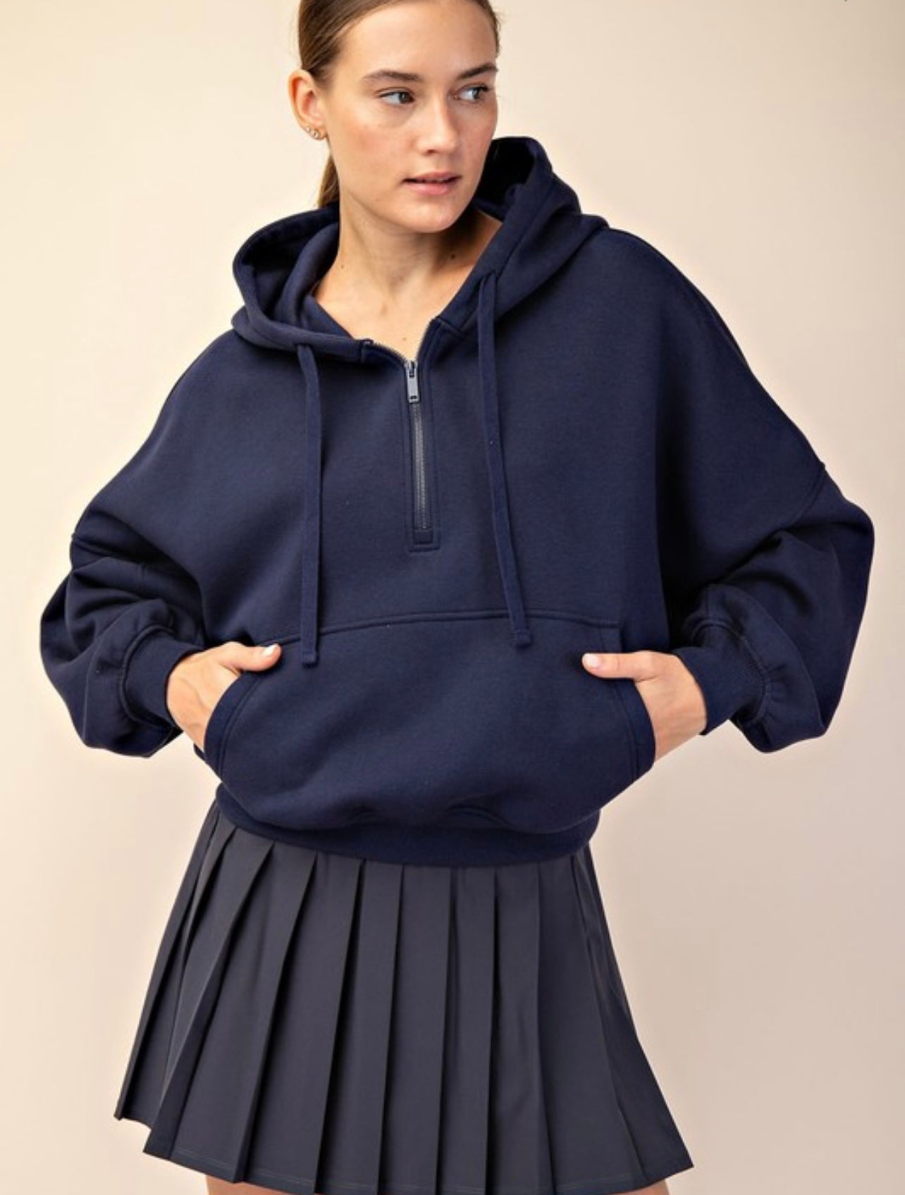 Fleece Quarter Zip Hoodie Jacket