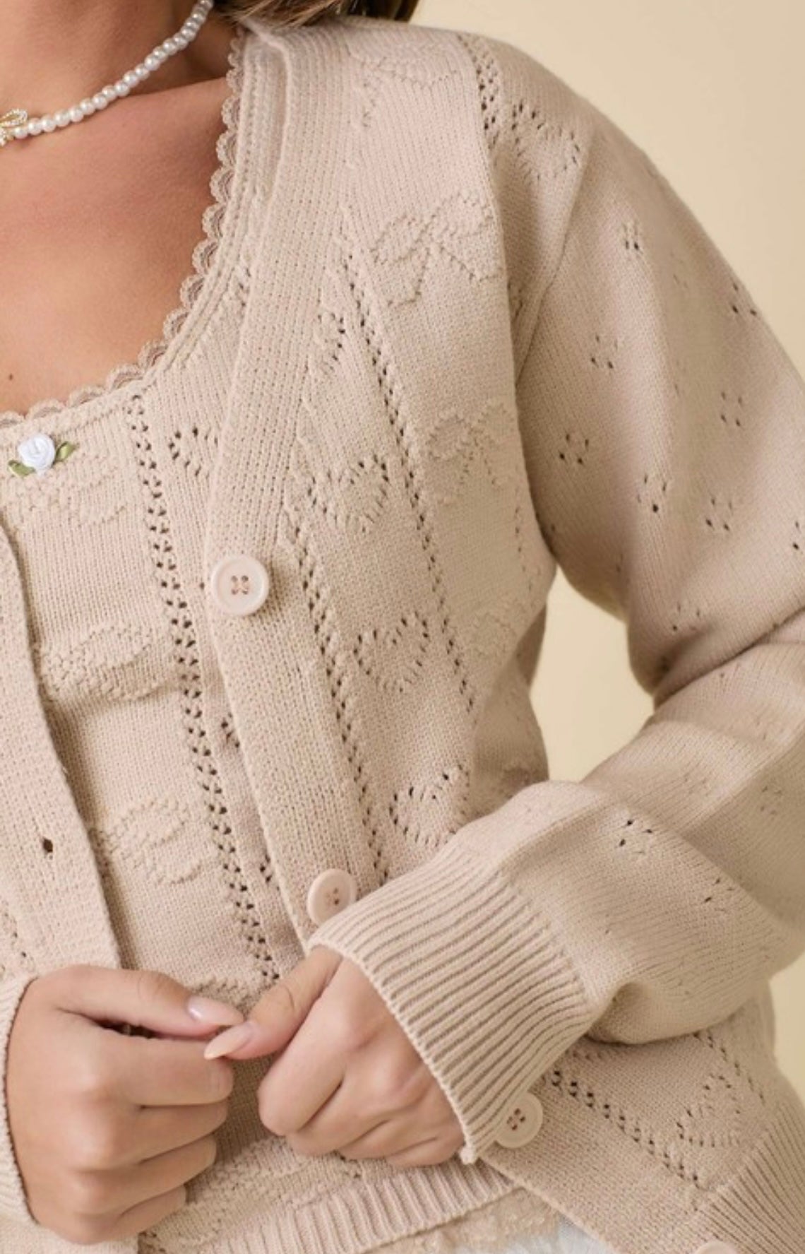 Pointelle Knit Cardigan